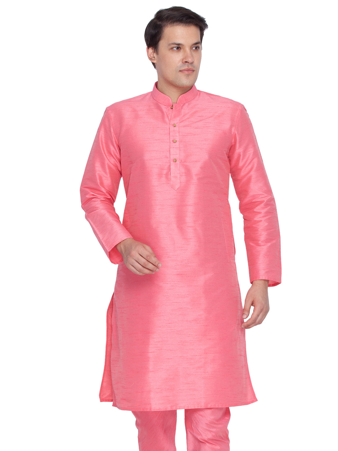 Men's Pink Silk Blend Kurta