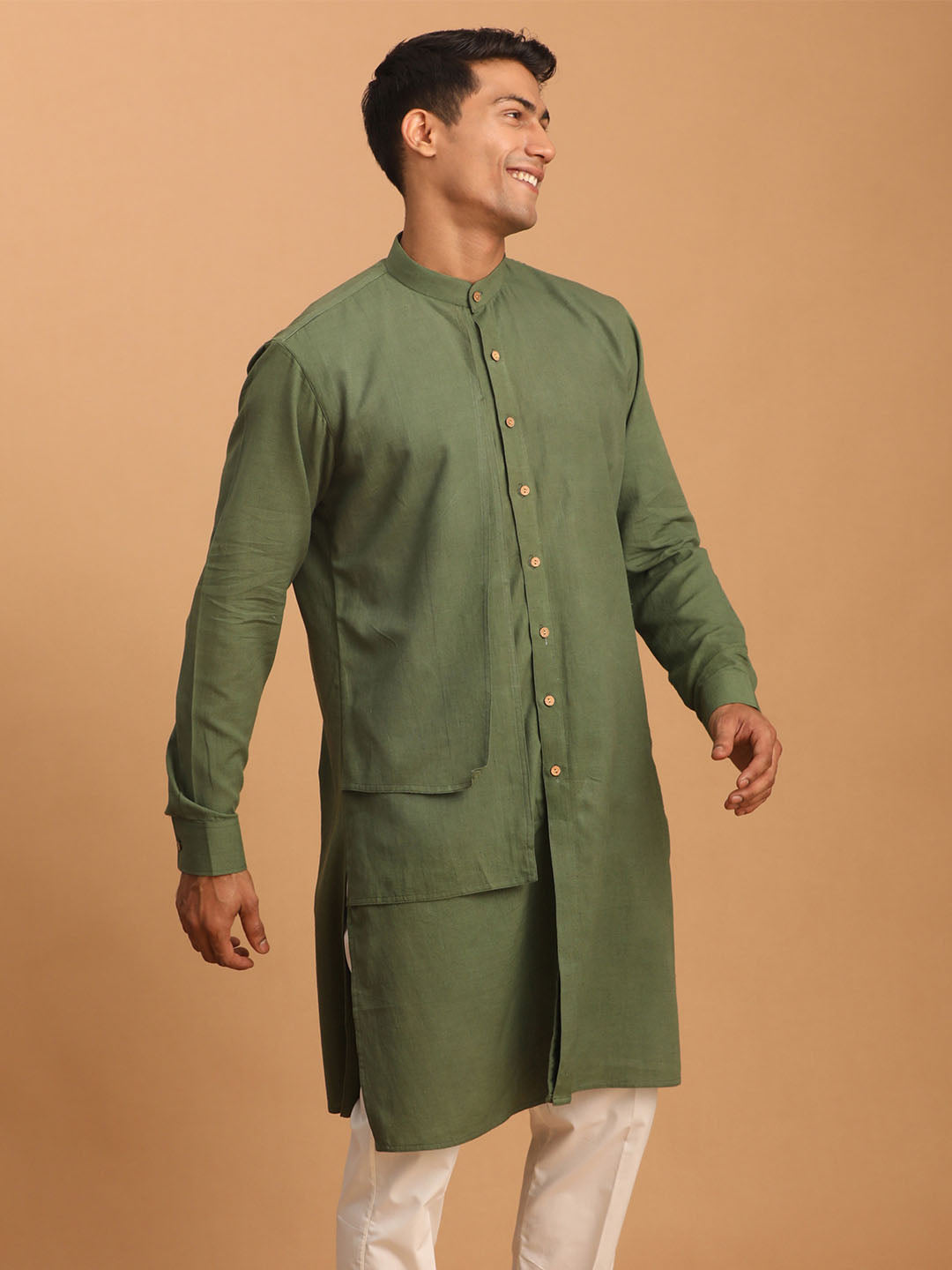 Men's Green Cotton Kurta