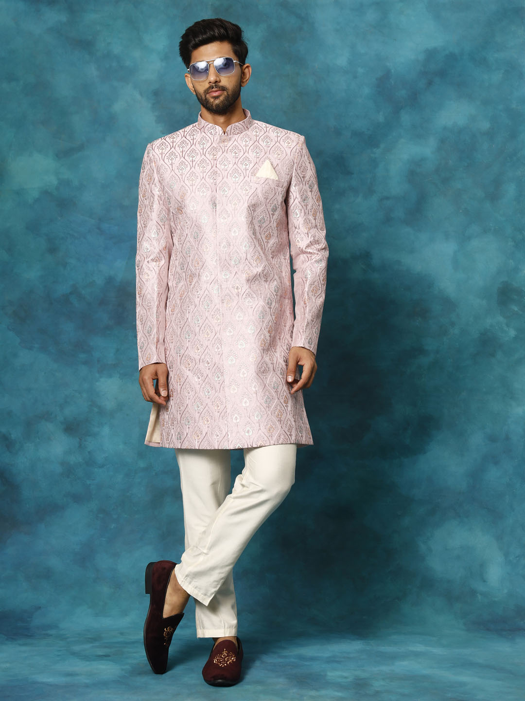 Men's Purple Silk Blend Sherwani Only Top