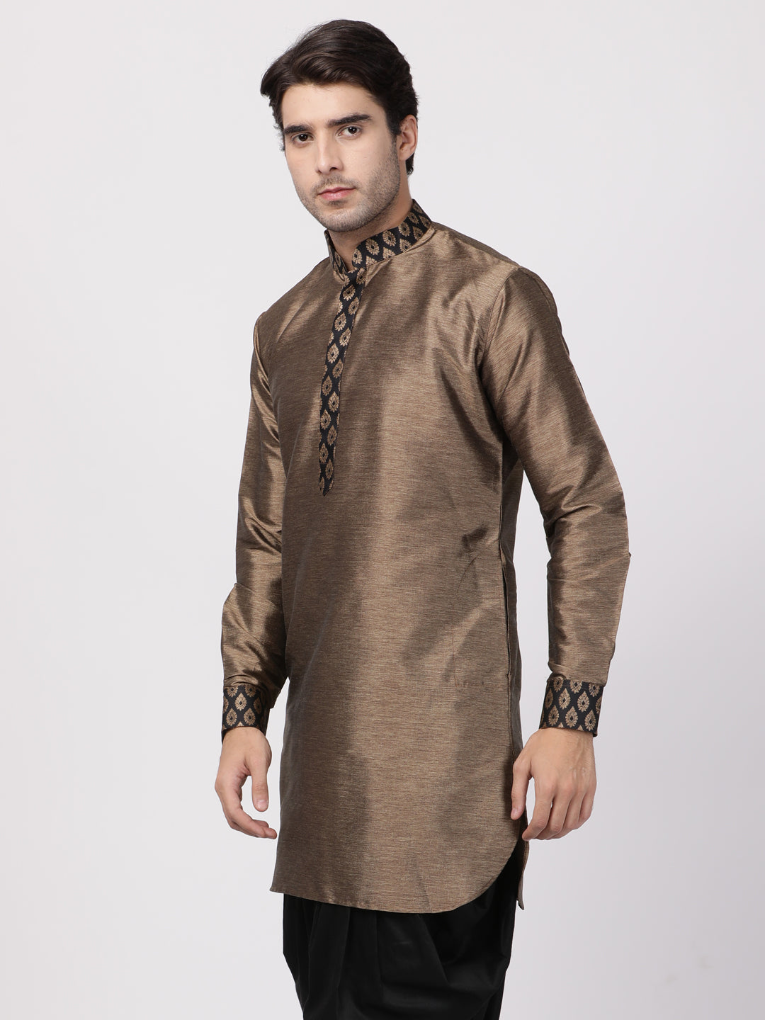 Men's Black Silk Blend Kurta