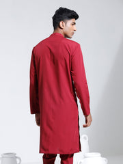 Men's Maroon Crepe Kurta