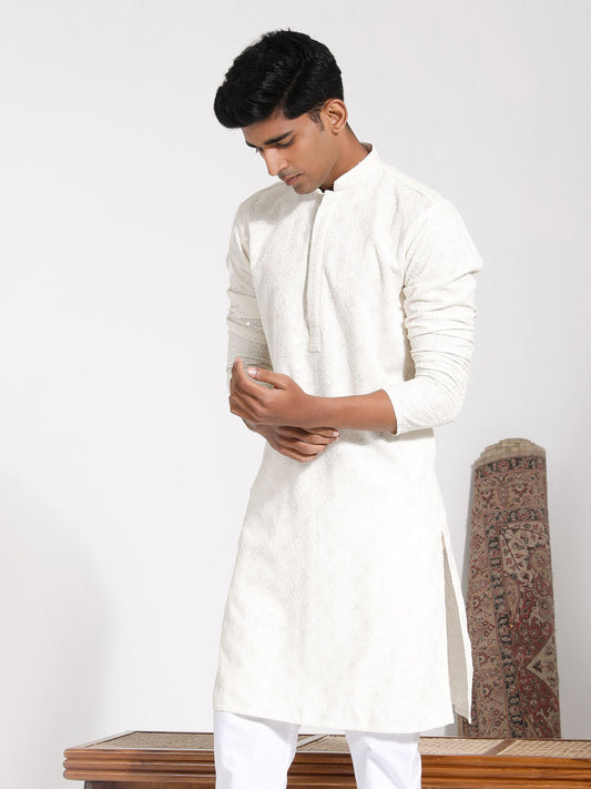 Men's Cream Rayon Kurta