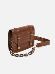 Women's The Croc Chainlink Shoulder Bag - Mocha Brown