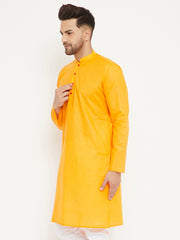 Men's Orange Cotton Kurta