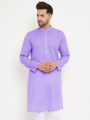 Men's Purple Cotton Blend Kurta