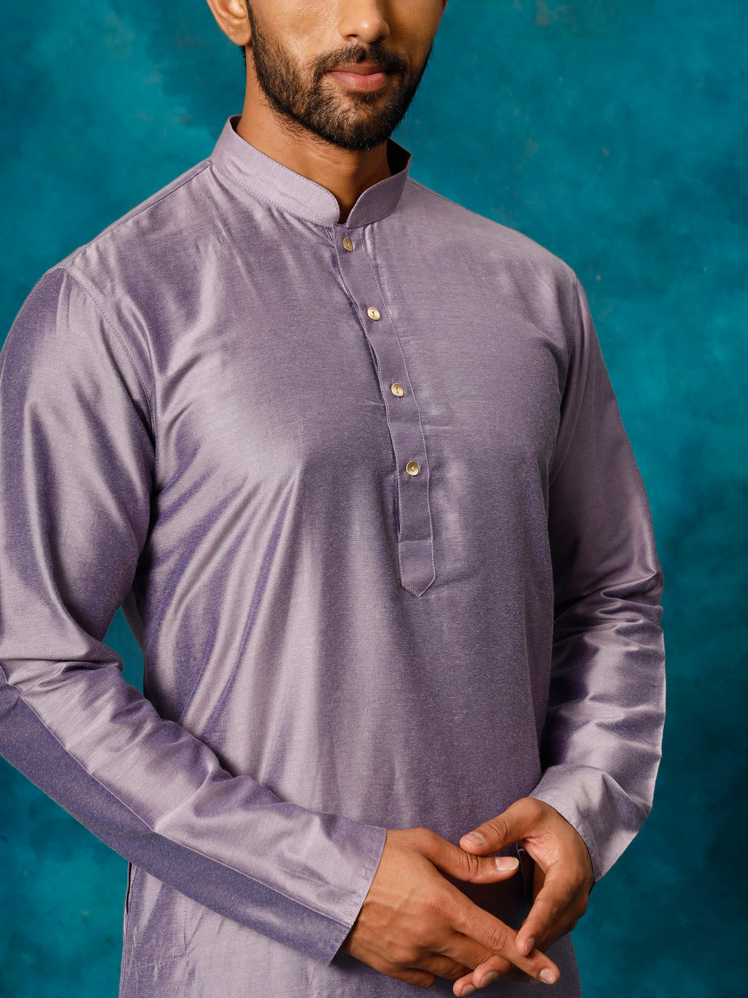 Men's Purple Viscose Kurta