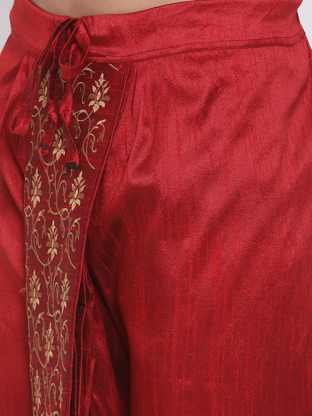 Men's Maroon Silk Blend Dhoti