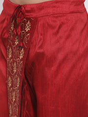 Men's Maroon Silk Blend Dhoti