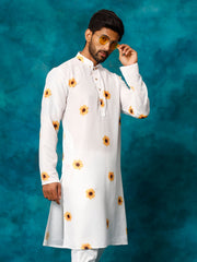 Men's Cream Cotton Blend Kurta