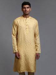 Men's Yellow Silk Blend Kurta