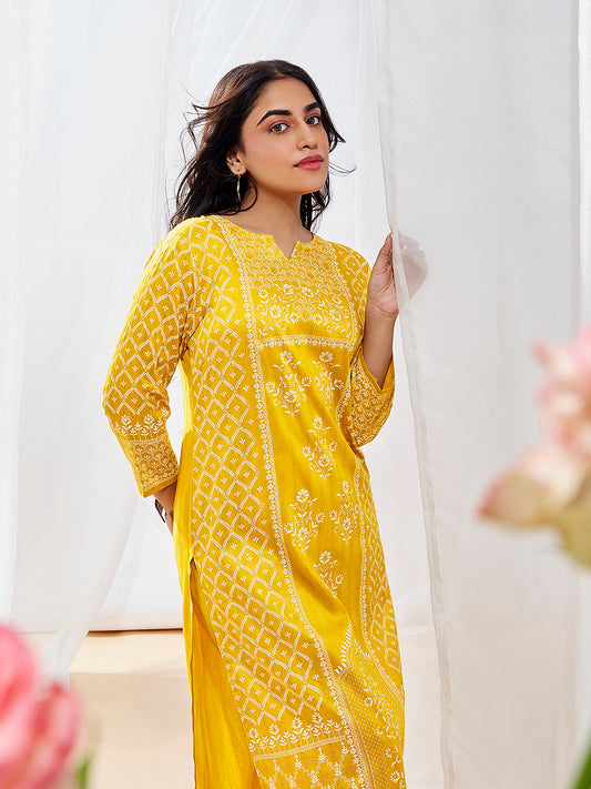 Women's Mustard Kurta Set