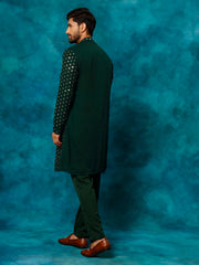 Men's Green Georgette Kurta Pyjama Set