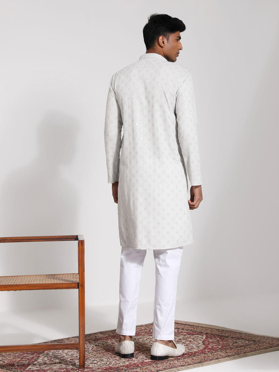 Men's Grey Rayon Kurta And Pyjama Set