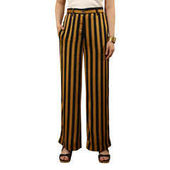 Mustard Striped Flared Trousers