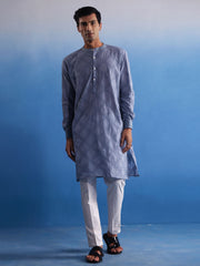 Men's Aqua Cotton Kurta Pyjama Set