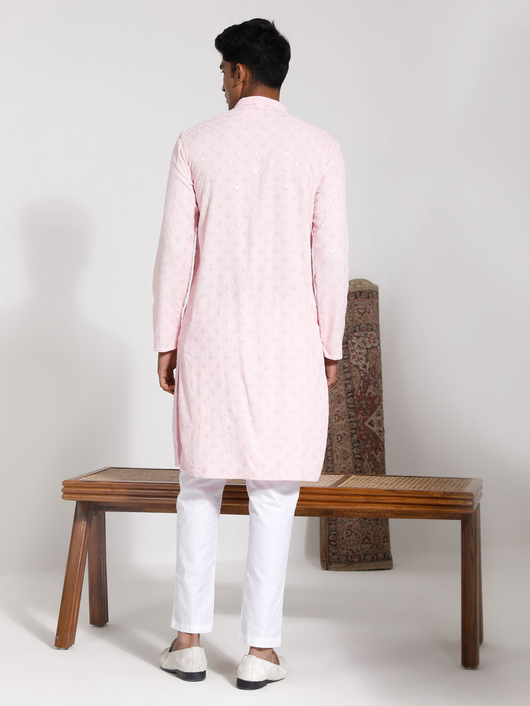 Men's Pink Rayon Kurta And Pyjama Set