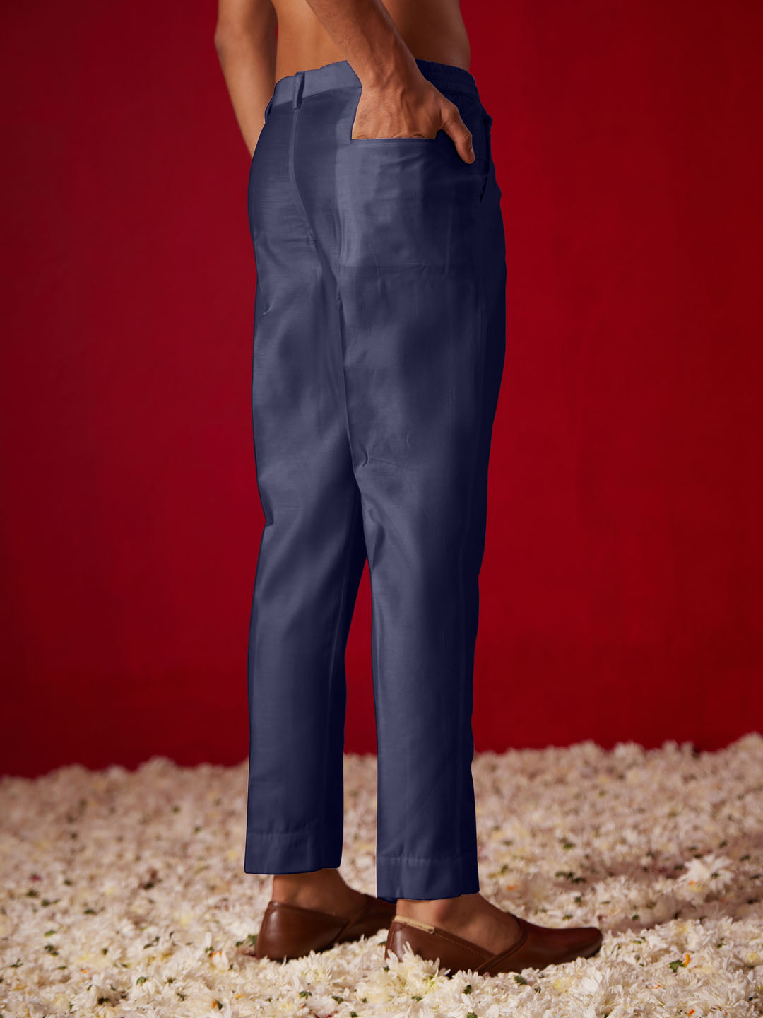 Men's Navy Blue Viscose Pant Style Pyjama