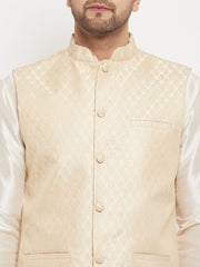 Men's White Silk Blend Nehru Jacket