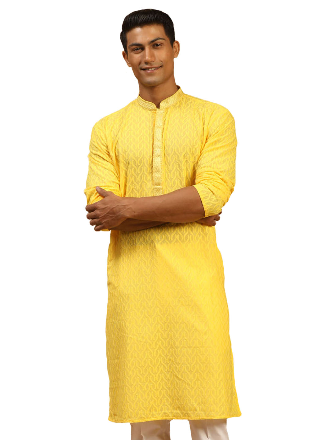 Men's Yellow Cotton Kurta