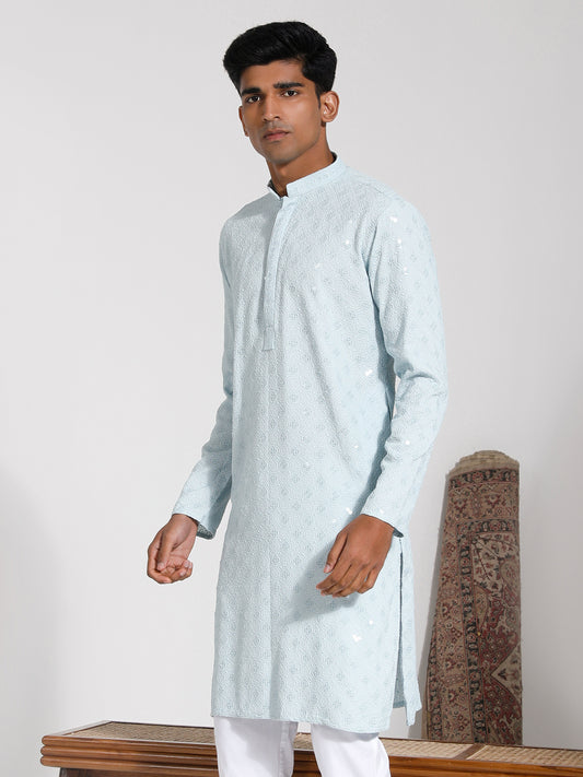 Men's Aqua Rayon Kurta