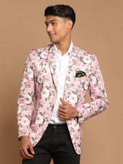 Men's Pink Printed Satin Twill Blazer