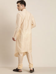 Men's Cream Viscose Blend Kurta Pyjama Set