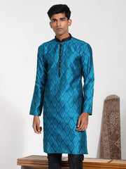 Men's Turquoise Silk Blend Kurta