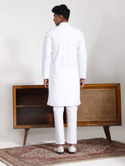 Men's White Cotton Kurta Pyjama Set