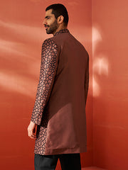 Men's Rust Silk Blend Sherwani Only Top