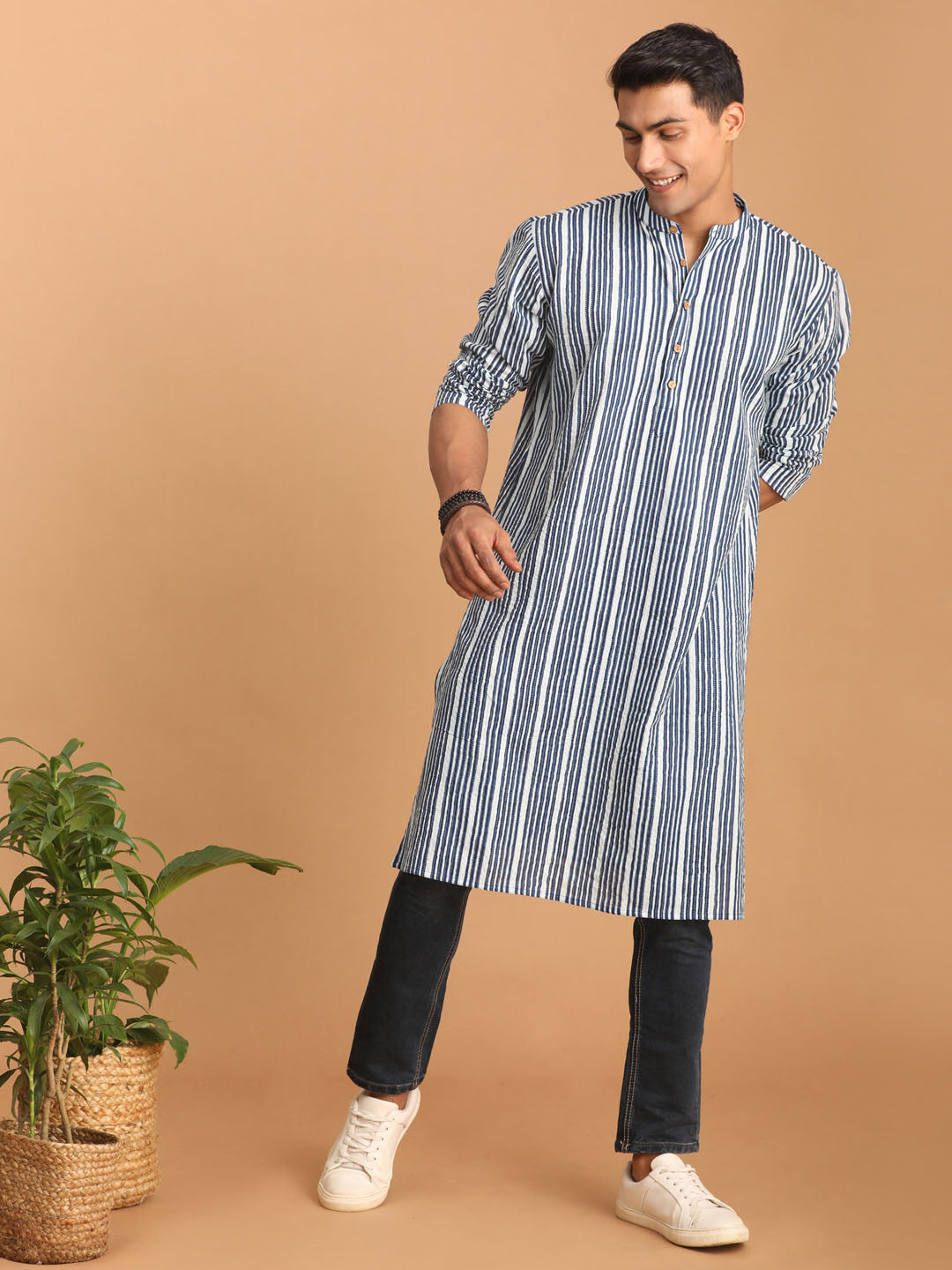 Men's Indigo Blue Cotton Kurta