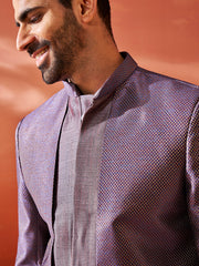 Men's Purple Silk Blend Sherwani Set