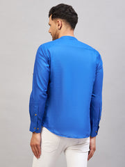 Men's Blue Cotton Blend Kurta