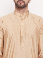 Men Beige Silk Blend Kurta