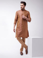 Men's Maroon Silk Blend Kurta