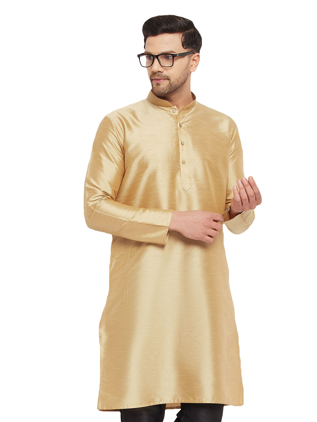 Men's Gold Silk Blend Kurta