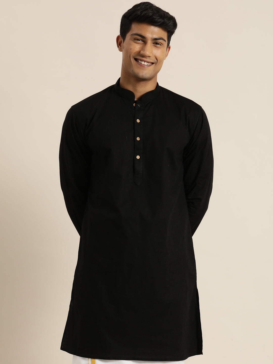 Men's Black Cotton Kurta