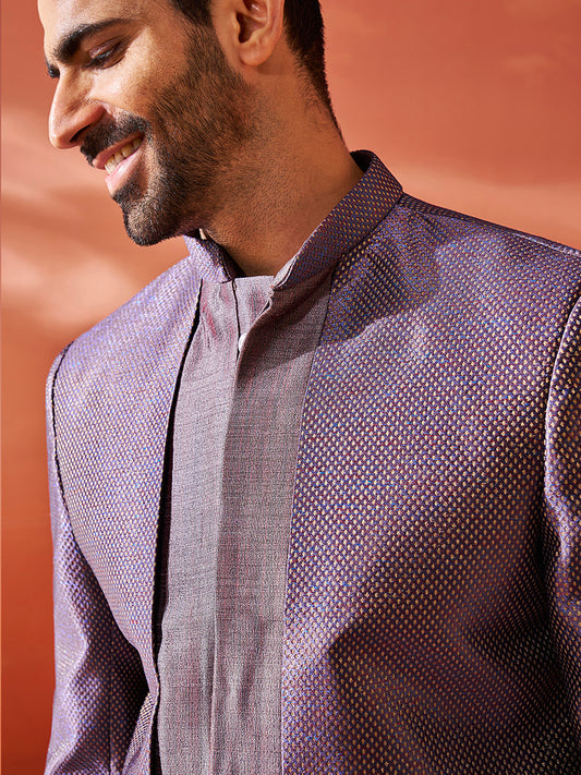 Men's Purple Silk Blend Sherwani Only Top