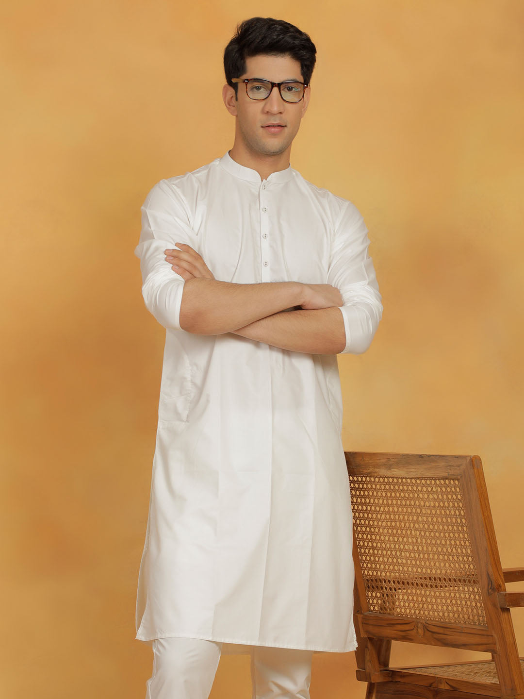 Men's Off White Cotton Silk Kurta