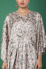 Amaya Printed Kaftan With Pleats