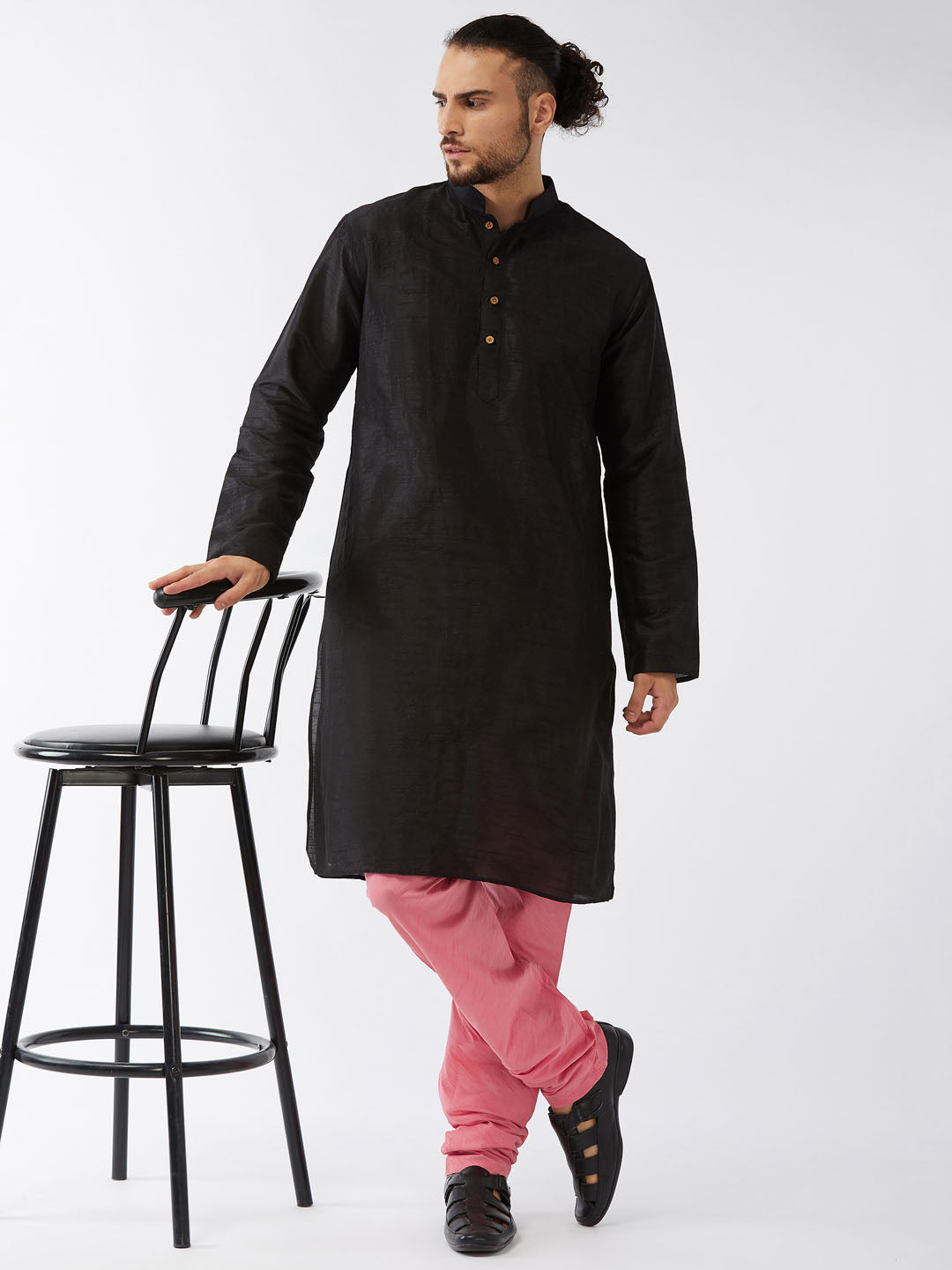 Men's Pink Silk Blend Pyjama