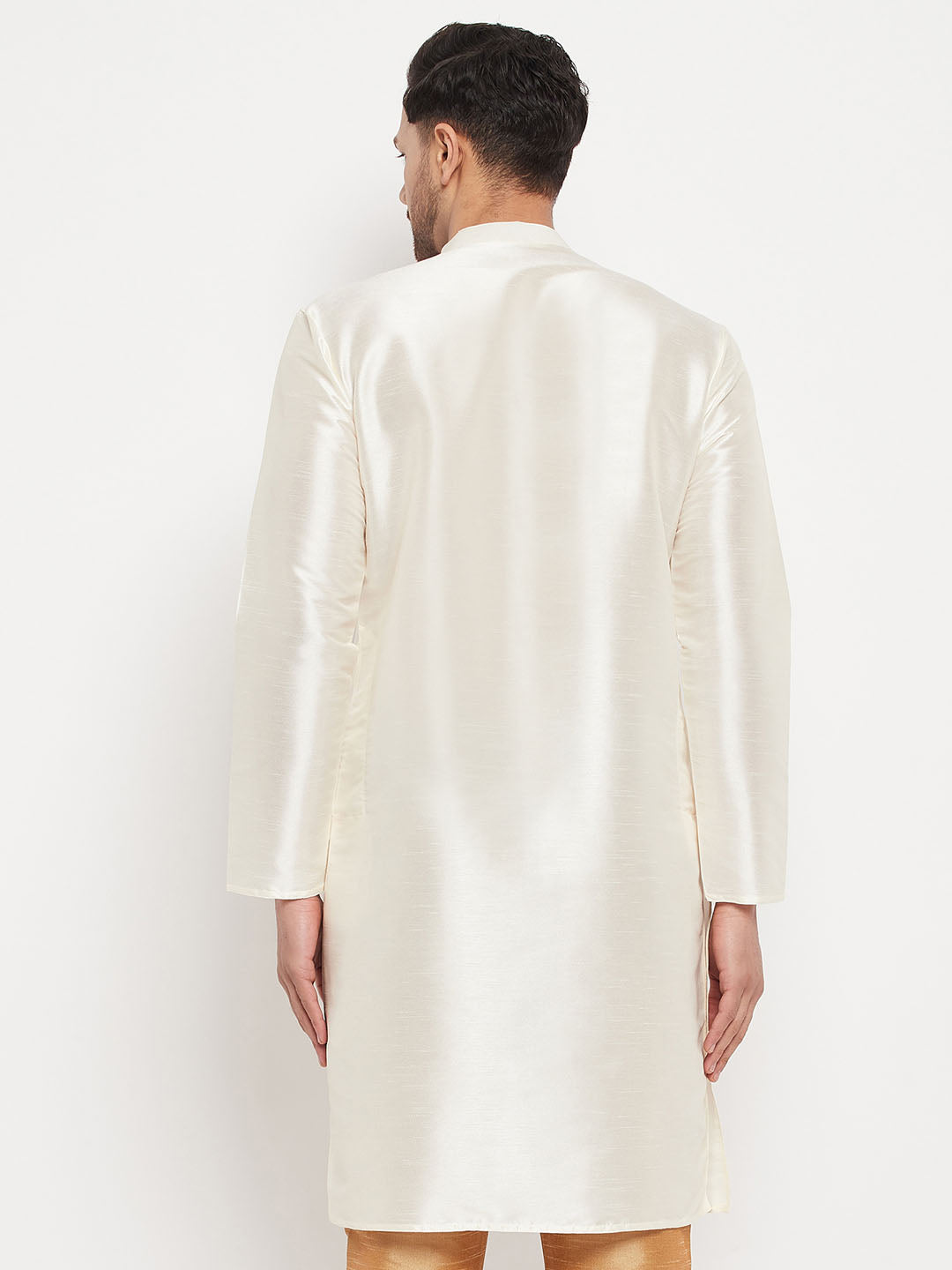 Men's White Silk Blend Kurta