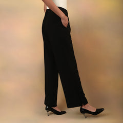 Black High Waisted Narrow Trousers