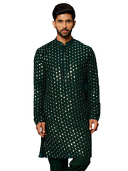 Men's Green Georgette Kurta