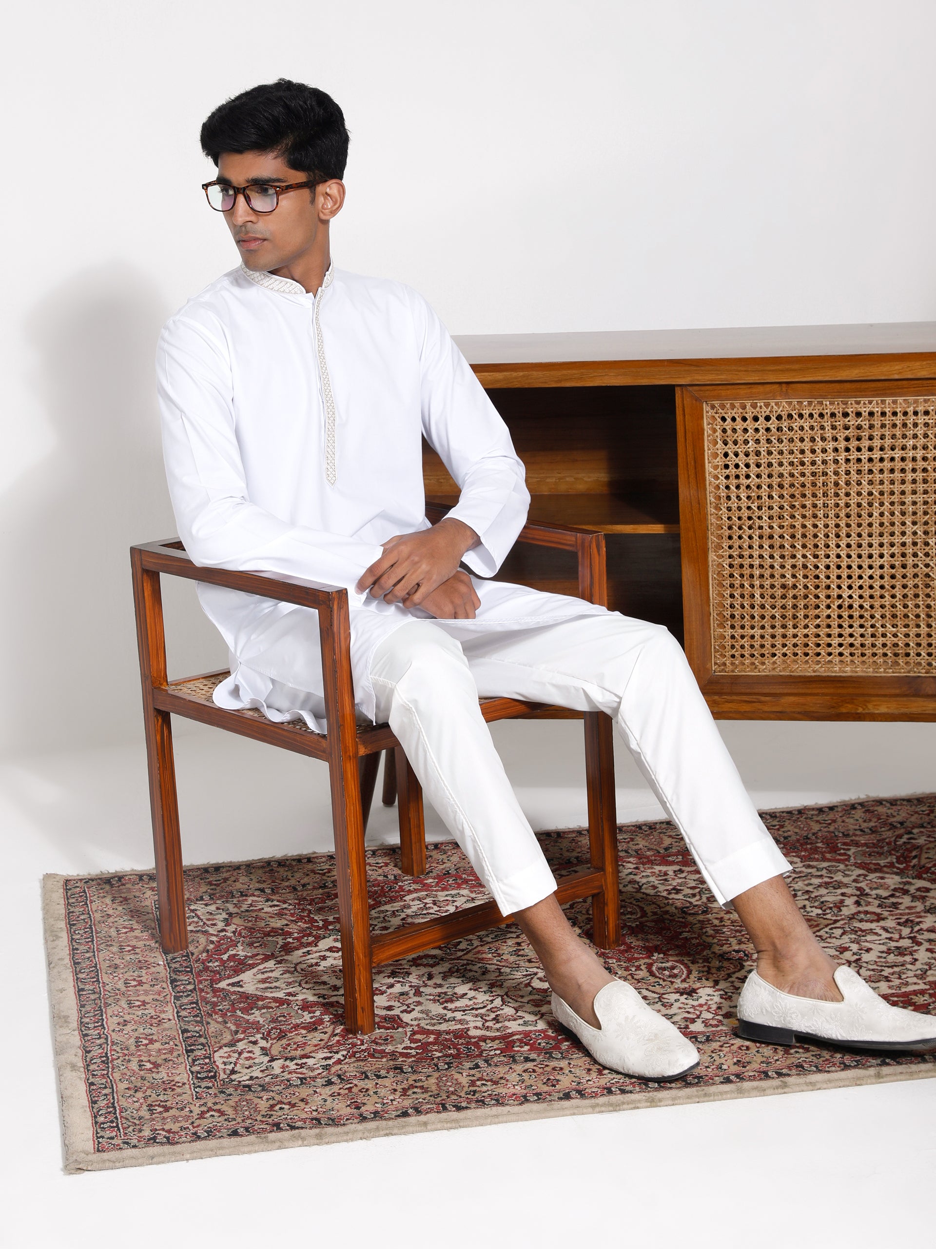 Men's White Cotton Kurta