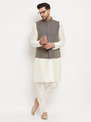 Men's Blue Silk Blend Nehru Jacket