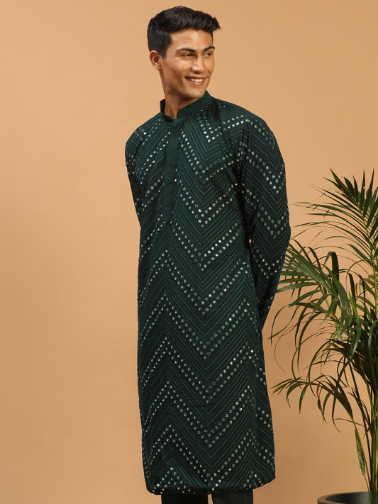 Men's Green Georgette Kurta