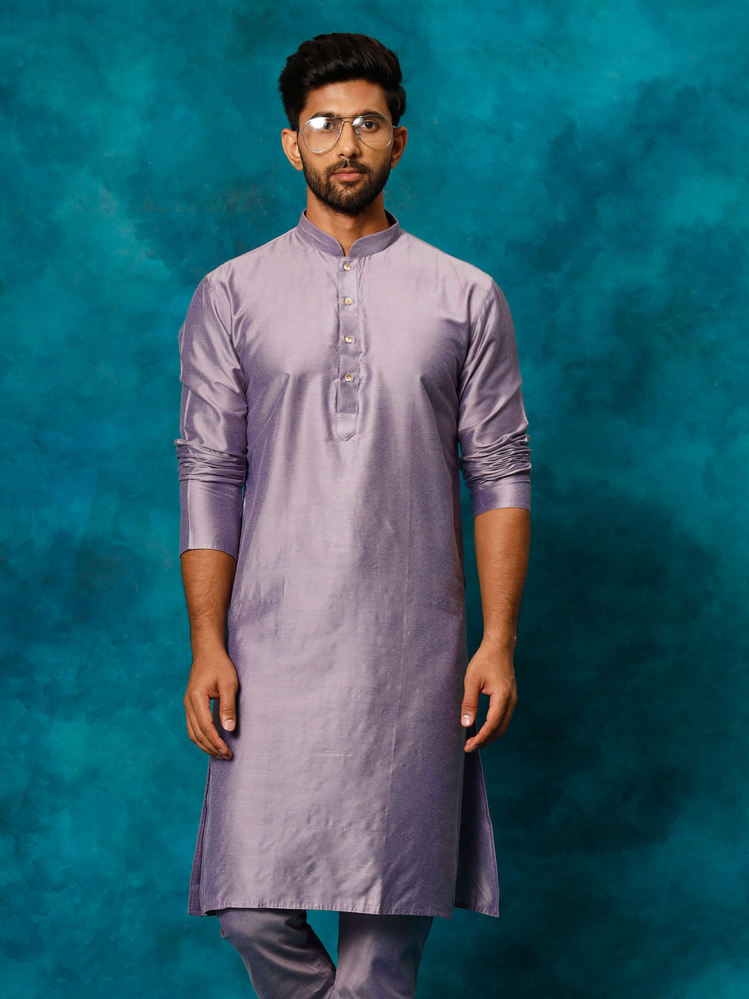 Men's Purple Viscose Kurta