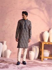 Men's Turquoise Green Georgette Kurta