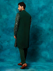 Men's Green Georgette Kurta Pyjama Set