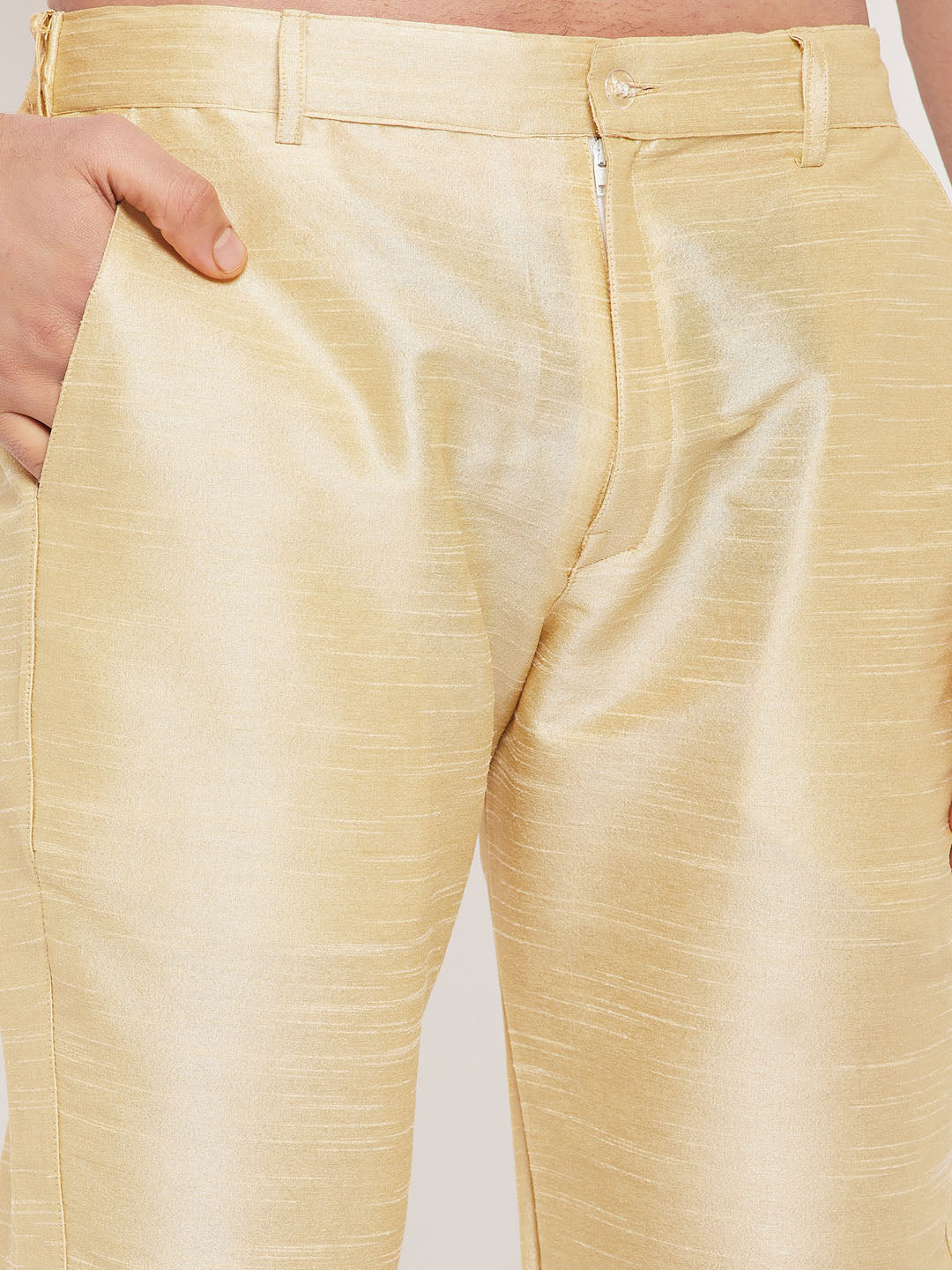 Men's Gold Silk Blend Pant Style Pyjama